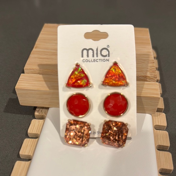 MIA Jewelry - MIA Collection Pink, Red and Orange 3 Earrings Set